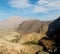 in oman the old mountain gorge and canyon the deep cloudy sky