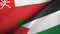 Oman and Palestine two flags textile cloth, fabric texture