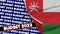 Oman Realistic Flag with Budget 2023 Title Fabric Texture 3D Illustration