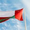 in oman waving flag and the cloudy sky