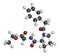 Omberacetam nootropic drug molecule. 3D rendering. Atoms are represented as spheres with conventional color coding: hydrogen .