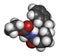 Omberacetam nootropic drug molecule. 3D rendering. Atoms are represented as spheres with conventional color coding: hydrogen .