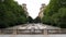 An ombre looks at the empty fountain of the monument of the fallen in Carlos III Pamplona Navarra