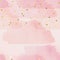 Ombree seamless pattern - watercolor pattern in pink shades and gold confetti