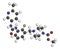 Omecamtiv mecarbil heart failure drug molecule. 3D rendering. Atoms are represented as spheres with conventional color coding:.