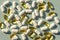 Omega 3 and other vitamins, texture, background