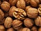 Omega-3 Rich Walnuts. close-Up. Walnuts background. Whole Walnuts, A Source of Omega 3 vitamin. Healthy snack full of vitamins and