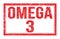 OMEGA 3, words on red rectangle stamp sign