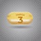 Omega 3acids pill gold icon. Polyunsaturated fatty. Nutrition skin care design