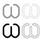 Omega greek symbol small letter lowercase font icon outline set black grey color vector illustration flat style image