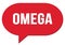 OMEGA text written in a red speech bubble