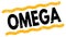 OMEGA text on yellow-black lines stamp sign