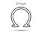 Omega uppercase line icon. Last Greek letter symbol. Ohm sign. Vector