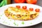 Omelet with diced vegetables