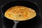 Omelette in a cast iron frying pan
