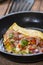 Omelette in a frypan (close-up shot)