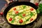 Omelette omelet with tomatoes, asparagus