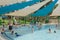 Omer, Negev, ISRAEL -June 27,People swim in the outdoor pool- Omer, Negev, June 27, 2015 in Israel