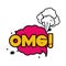 Omg comic words in speech bubble isolated icon