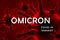 Omicron COVID-19 variant poster, dark banner with coronavirus germs