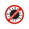 Omicron virus vector icon in red stop sign