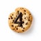 Ominous Chocolate Chip Cookie With Number 4 On White Background