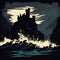 Ominous Cliff Castle Made with Generative AI