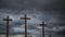Ominous Storm Clouds with Three Christian Crosses Timelapse Zoom Out