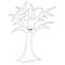 Ominous tree. Sketch. An eerie grimace. The mouth is sewn up. Vector illustration. Curved branches. Halloween.