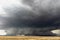 Ominous wall cloud and supercell thunderstorm