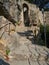 Omis, Croatia - July 23, 2021: Stairs leading to the Mirabela fortress in the historic city of Omis