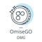 OmiseGO cryptocurrency coin line, icon of virtual currency