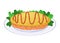 Omurice, Japanese omelette and rice topped with tomato sauce. Close up asian food on plate. Vector illustration isolated