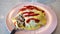 Omurice omelette with rice, ham and vegetables