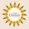 Onam festival greetings with floral designs