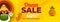 Onam Sale header or banner design with 40% discount offer, Kathakali Dancer face, Worship Pot and golden umbrella on yellow