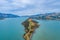 Onawe peninsula near Akaroa inside of Banks peninsula, New Zealand