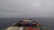 Onboard of huge Container ship during underway, center view, foggy weather