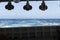 Onboard view from streamer deck towards the aft of seismic survey vessel. Empty cable blocks hanging from the top.