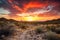 once-in-a-lifetime sunrise or sunset, with vibrant colors and dramatic clouds, over desert landscape