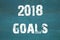 Oncept, 2018 goals - phrase written on old green background