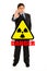 Ð¡oncept-radiation hazard! Man showing stop