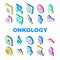 Oncology Examination Collection Icons Set Vector Illustrations