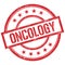 ONCOLOGY text written on red vintage stamp