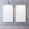 Oncrete room with lighted blank canvases
