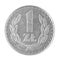 One 1 zloty Polish money coin isolated on a white background