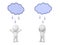 One 3D Character is happy under rain while the other is sad