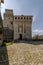 One of the access points to the ancient castle of Torrechiara, Parma, Italy, on a sunny day