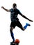 one african soccer player man isolated white background silhouet