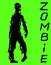 One-armed zombies silhouette in black and green colors. Vector illustration.